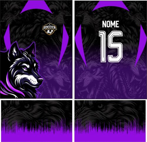 Arte Vetor Camisa interclasse Lobo roxo Mod-171