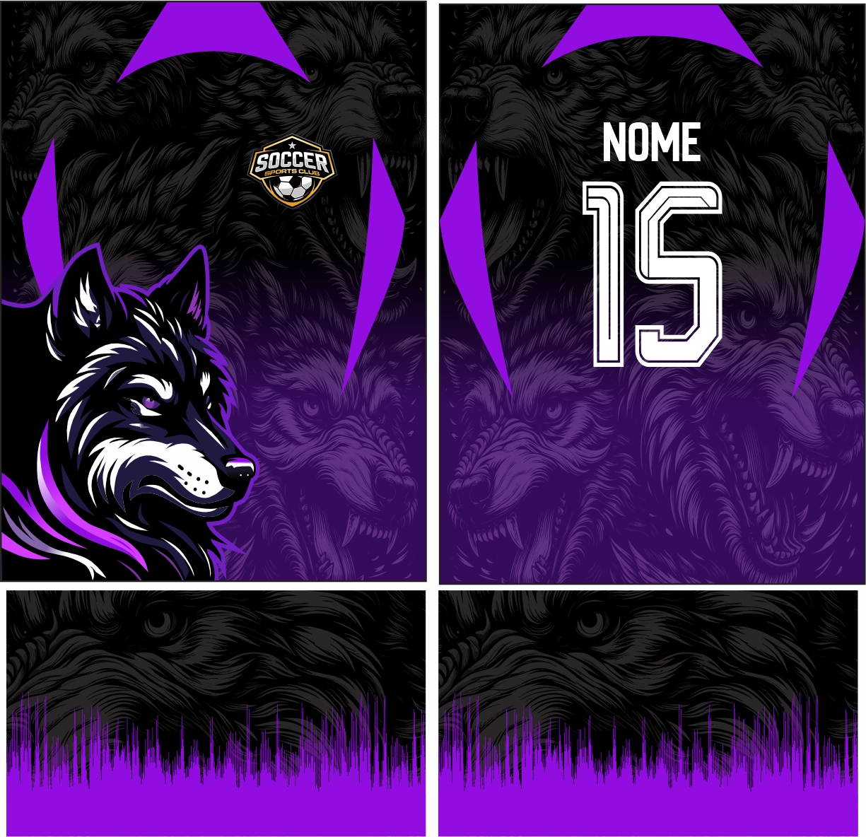 Arte Vetor Camisa interclasse Lobo roxo Mod-171